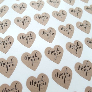 Thank You Stickers, Mini Heart Stickers, Kraft Stickers, Custom Stickers image 2