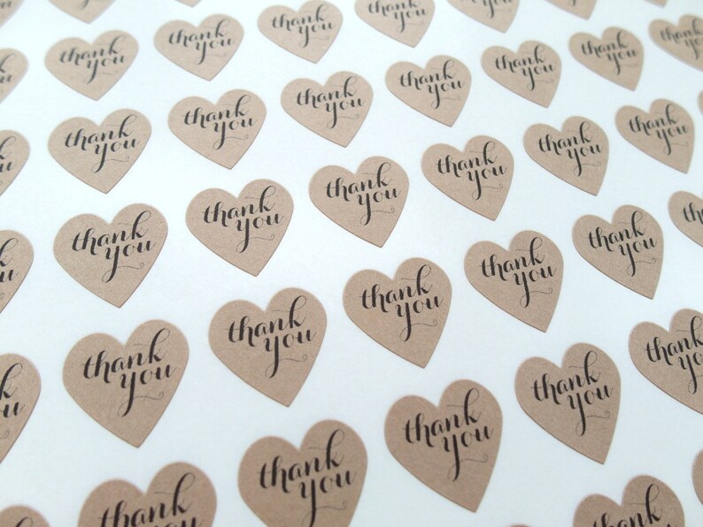 Thank You Stickers, Mini Heart Stickers, Kraft Stickers, Custom Stickers image 2