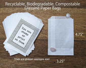 Recyclable, Biodegradable, Compostable Bags - Glassine Paper Bags - Grease Resistant Bags - Soap Bags, Set 0f 100 (3.25" x 4.75")