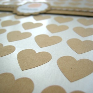 Kraft Paper Mini Heart Stickers - Set of 108, 0.75" x 0.75"