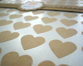 Kraft Paper Mini Heart Stickers - Set of 108, 0.75" x 0.75"