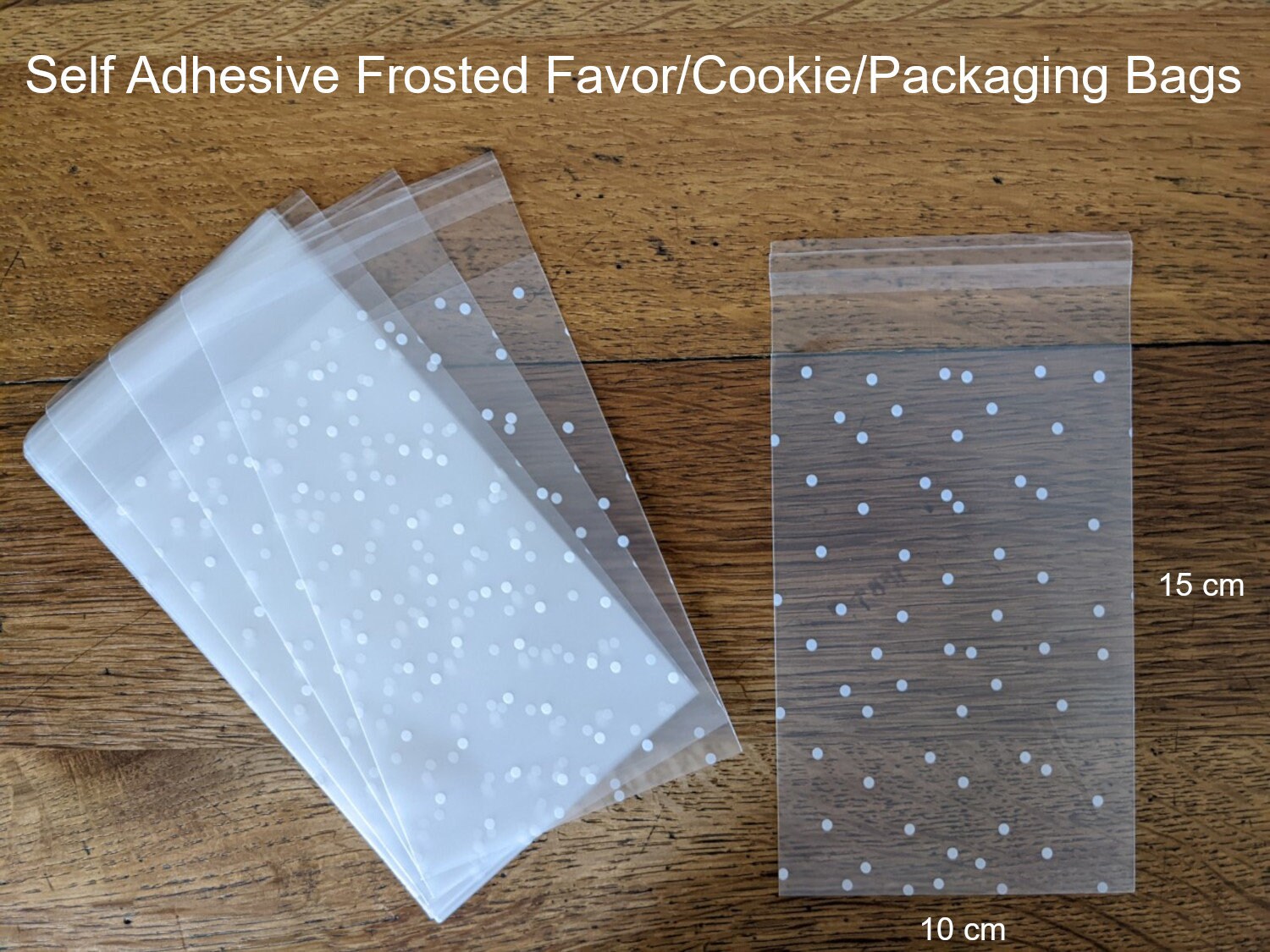 ZooYoo Gold Polka Dot Clear Cello Bags Candy Plastic Favor cellophane Treat Bags,Pack of 100 