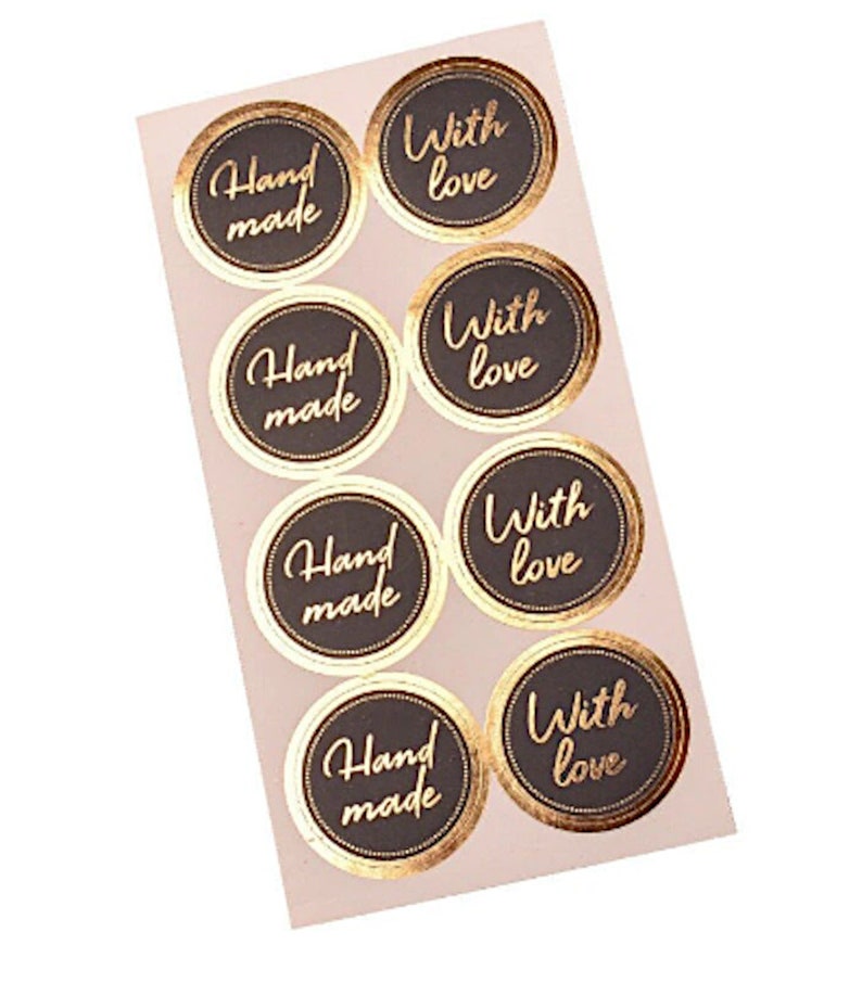 Black and Gold Handmade Sticker With Love Gold Foil Sticker Etsy