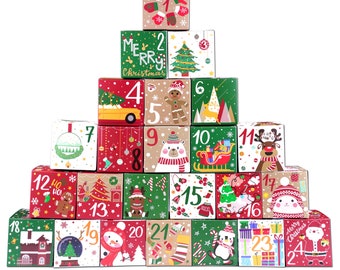 Cute Christmas Advent Calendar Box Set of 24