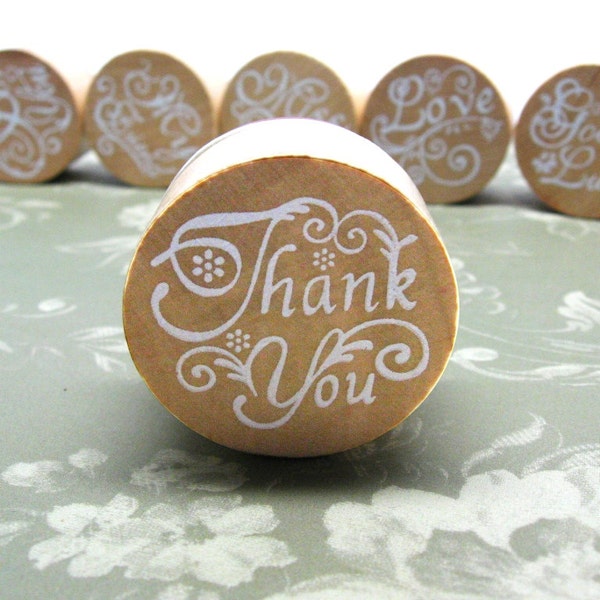 THANK YOU Stamp - Favor Bag Stamp - Circle Stamp - Word Stamp