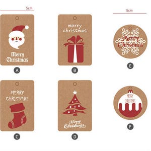 Christmas Gift Tags, Christmas Tags, Kraft Tags, Red and White Twine Included, Set of 20 image 2