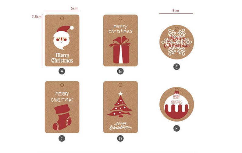Christmas Gift Tags, Christmas Tags, Kraft Tags, Red and White Twine Included, Set of 20 image 2