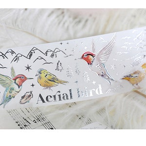 Silver Metallic Mountain Birds Washi Tape, 40 mm x 3 m image 2