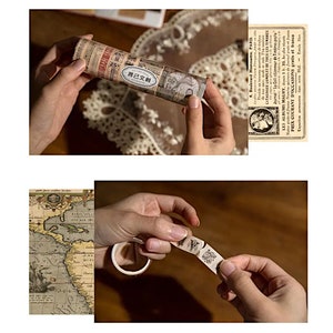 Vintage Map, Newspaper, Alphabet, Music Notes, Tickets, Vintage Collage Library Series Washi Tapes Set of 8 Gift under 10 image 7