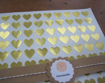 Gold Foil Sticker, Gold Heart Stickers - Set of 108, 3/4" x 3/4"