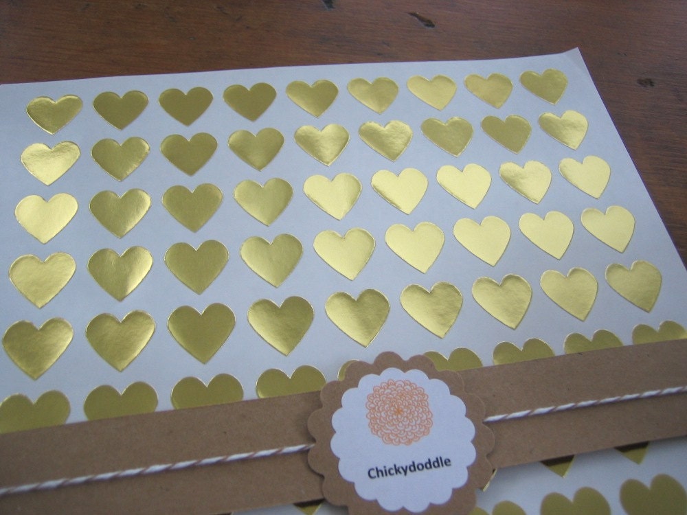 Gold Foil Sticker, Gold Heart Stickers - Set of 108, 3/4" x 3/4&…