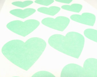 Large Heart Stickers, Pastel Stickers, Green Stickers, Love Stickers