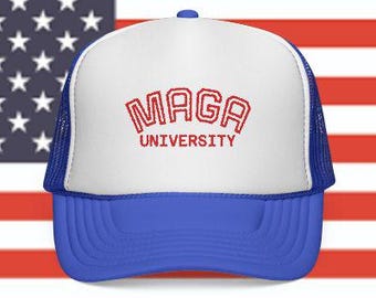 NWT RED OTTO Trump Patriotic Red and Blue Trucker Hat July 4th USA Red White and Blue American Flag Trucker Hat  main image 4