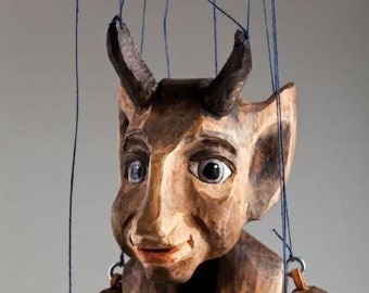 Hand Carved Devil Marionette Puppet - 50cm 19 inches