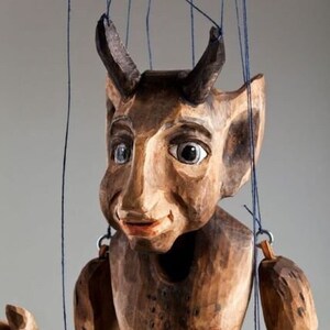 Hand Carved Devil Marionette Puppet - 50cm 19 inches