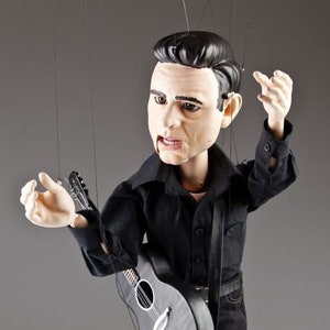 Portrait marionette Johnny Cash - 80cm (30inch), movable mouth