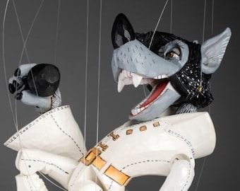 Wolf Elvis - Performance Czech Marionette - Marioneta de cuerda hecha a mano