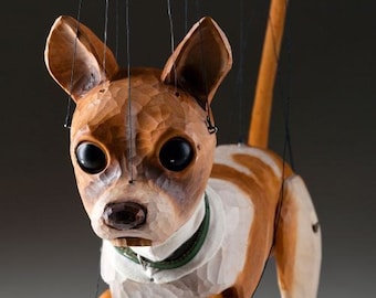 Chihuahua – a dog marionette puppet hand-carved from linden wood