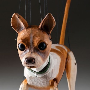 Chihuahua – a dog marionette puppet hand-carved from linden wood