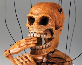 Smiling Skeleton - traditional hand carved marionette (handmade in Czech Republic)