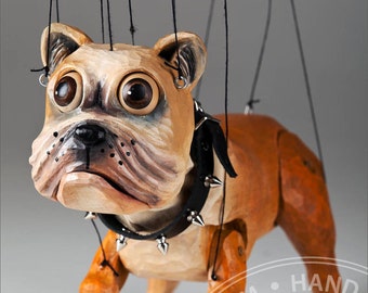 Bulldog Wooden Marionette (handmade in Czech Republic)