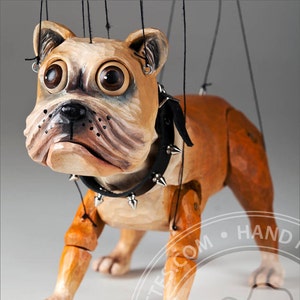 Bulldog Wooden Marionette (handmade in Czech Republic)