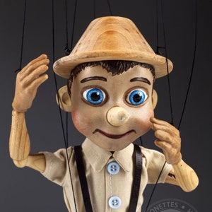 Amazing marionette Pinocchio in retro style – 12.5 inches tall string puppet by Czech Marionettes