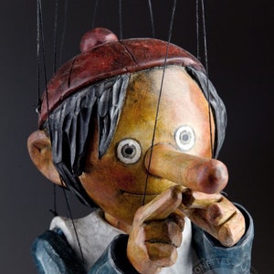 Large Size Pinocchio Marionette - Hand Carved w/ Layers Of Bee Wax Coat For Professional Acts & Home Decor | Item Is Made By Request