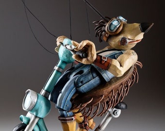 Amazing Scooter Hedgehog - string puppet from Zoo Sapiens collection | marionette hand-carved from linden wood