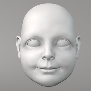 Kleines Mädchen, 3D-Modell eines Puppenkopfes, für 60cm Marionette, stl-Datei