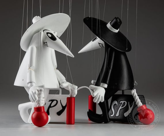 Spy Vs Spy - Wooden Hand-carved Comics Marionettes - Etsy