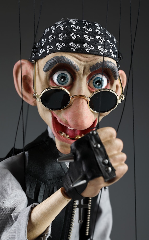 Motor-biker Bob Marionette, 18 Inches (45 Cm) Tall String Puppet