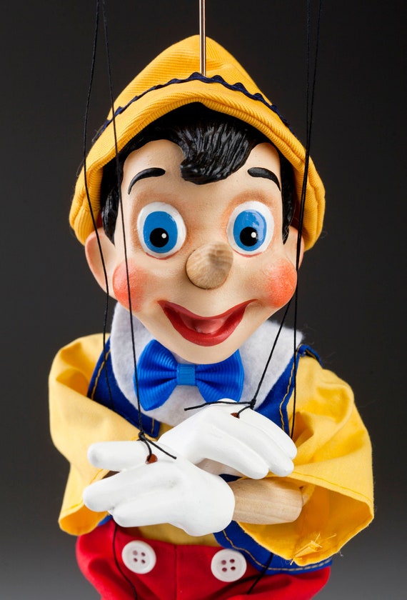 Pinocchio Cartoon Puppet Czech Hand-made Marionette From Prague 