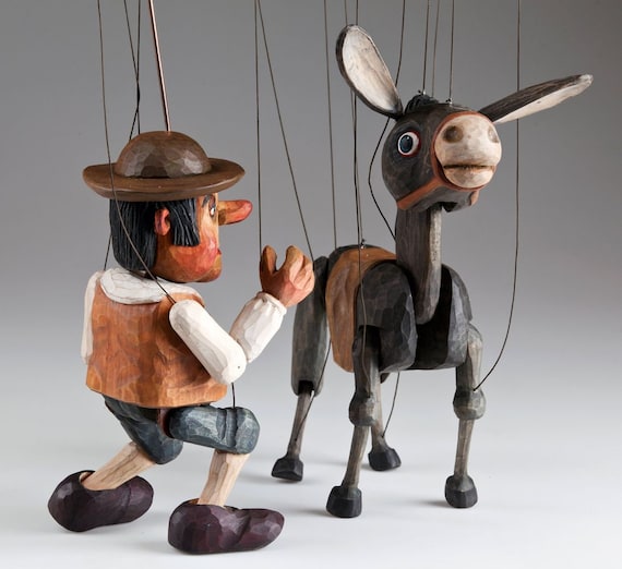 Sancho Panza And His Dapple Donkey Czech Marionette Etsy