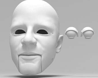 Head with a moveable mouth, eyes and eyelids - high forehead (for doll, marionette, puppet, figure)