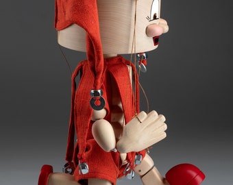 Retro Handmade Wooden Puppet - ''Screw Ferda''