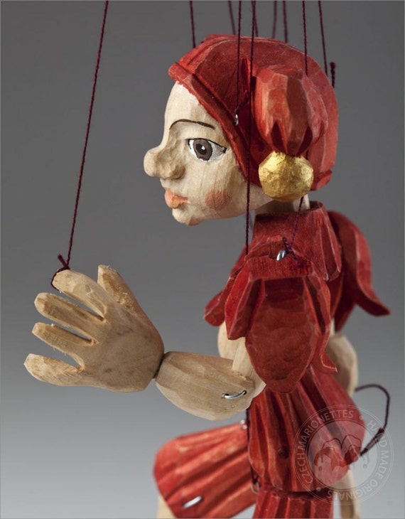 Awesome Jester marionnette à fils en bois sculptée à la main -  France
