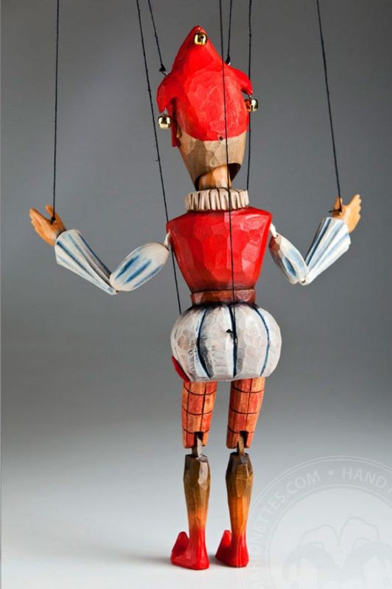 Awesome Jester marionnette à fils en bois sculptée à la main -  France