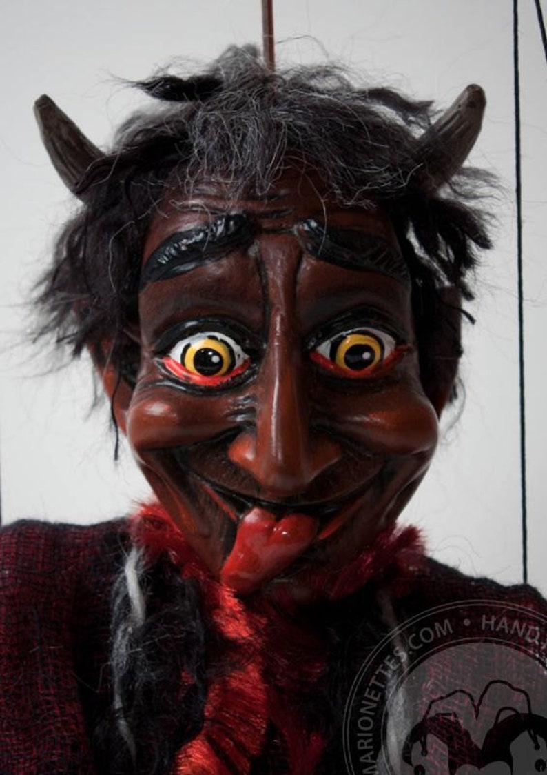 Marioneta checa del diablo figura hecha a mano de Pargue imagen 1