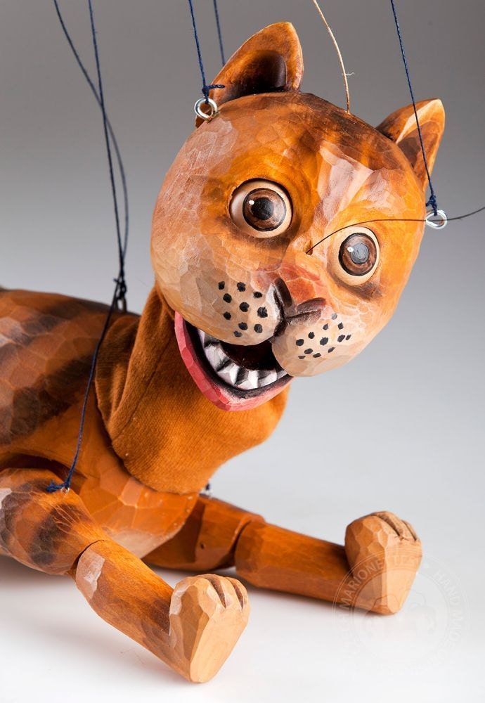 Wild Cat Czech Handmade Wooden Marionette Puppet - Etsy