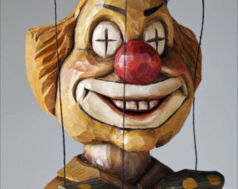 Clown di eufrasia della collezione tradizionale di marionette ceche intagliate a mano