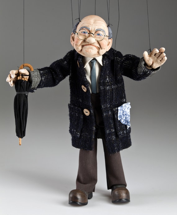 7,9 in Mr Chestnut PUPPET / MARIONETTE - unique handmade from Czech rep. 