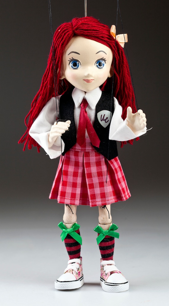 14 Hispanic Girl Glove Puppet w/ Red Skirt