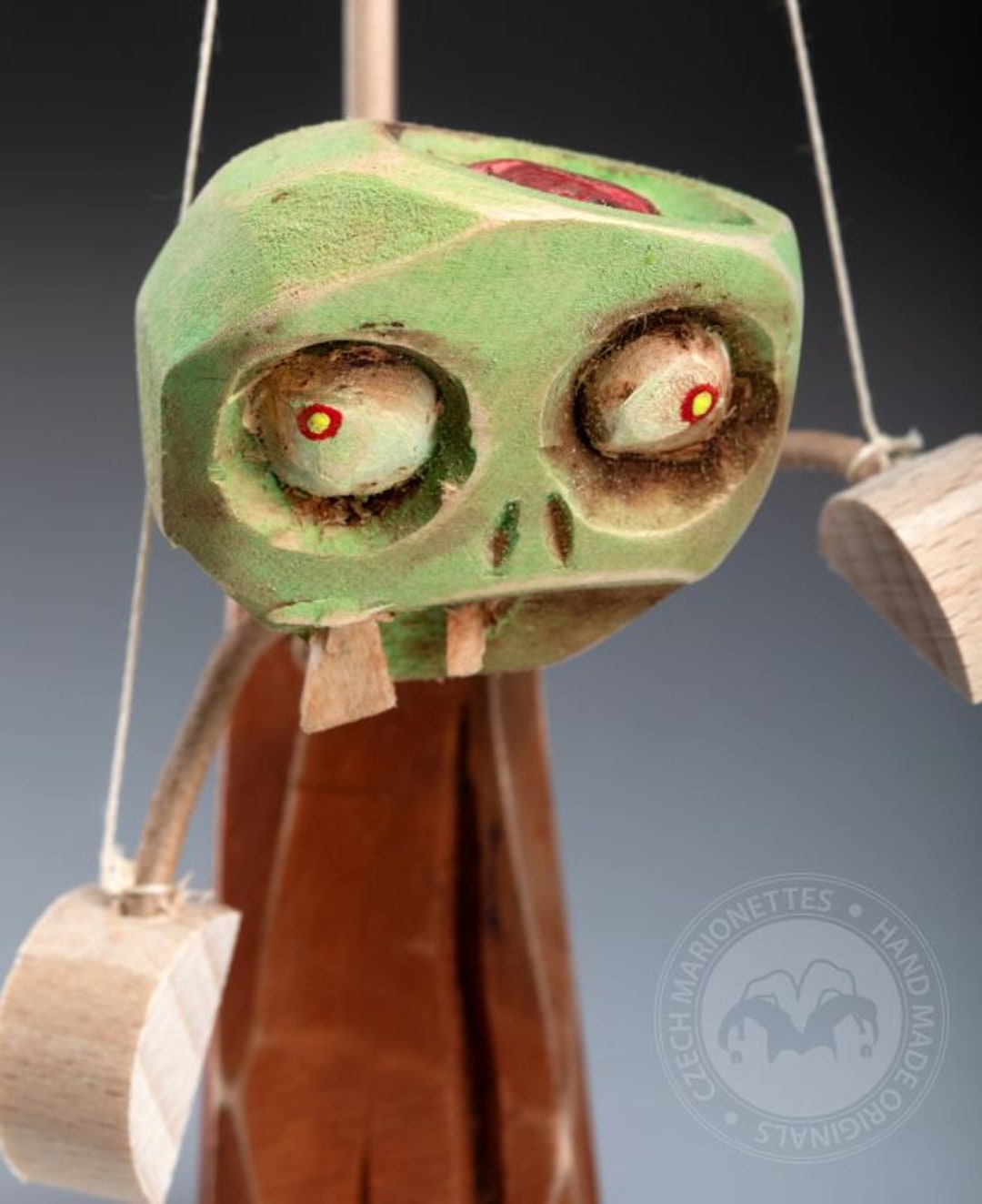 Zombie Wooden Handcarved Standing Puppet Etsy