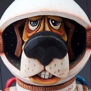 Dreamy Dogstronaut – hand-carved wooden marionette puppet from Zoo Sapiens Collection