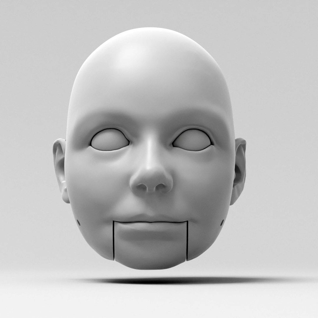 Teenage girl, 3D Model of a puppet's head (for 24 inches marionette, movable eyes and mouth)