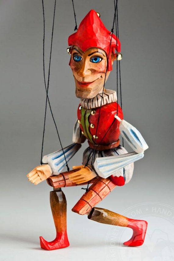 Marionette Jester From Czechmarionettes Traditional Hand Carved Collection  made in Czech Republic 