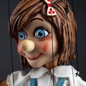 Litttle girl - Pinocchio marionette Czech handmade puppet