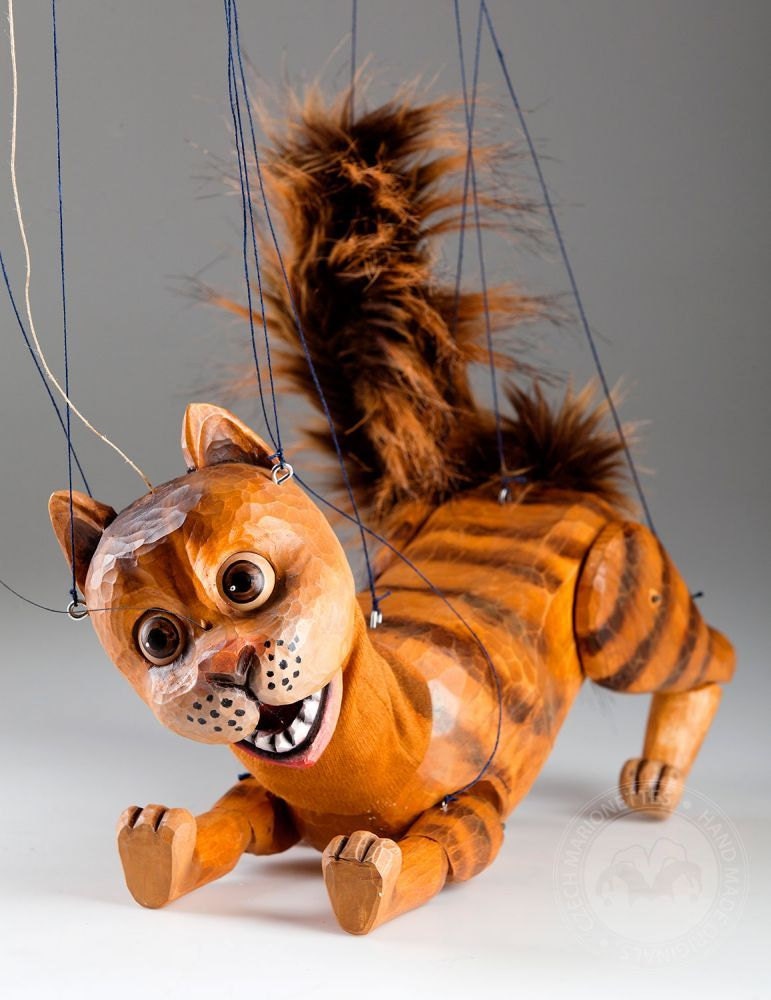 Wild Cat Czech Handmade Wooden Marionette Puppet - Etsy