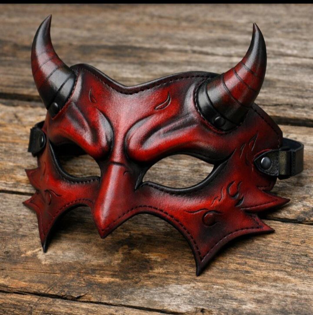 Retro Devil Leather Mask – Handcrafted Costume & Cosplay Accessory - Etsy